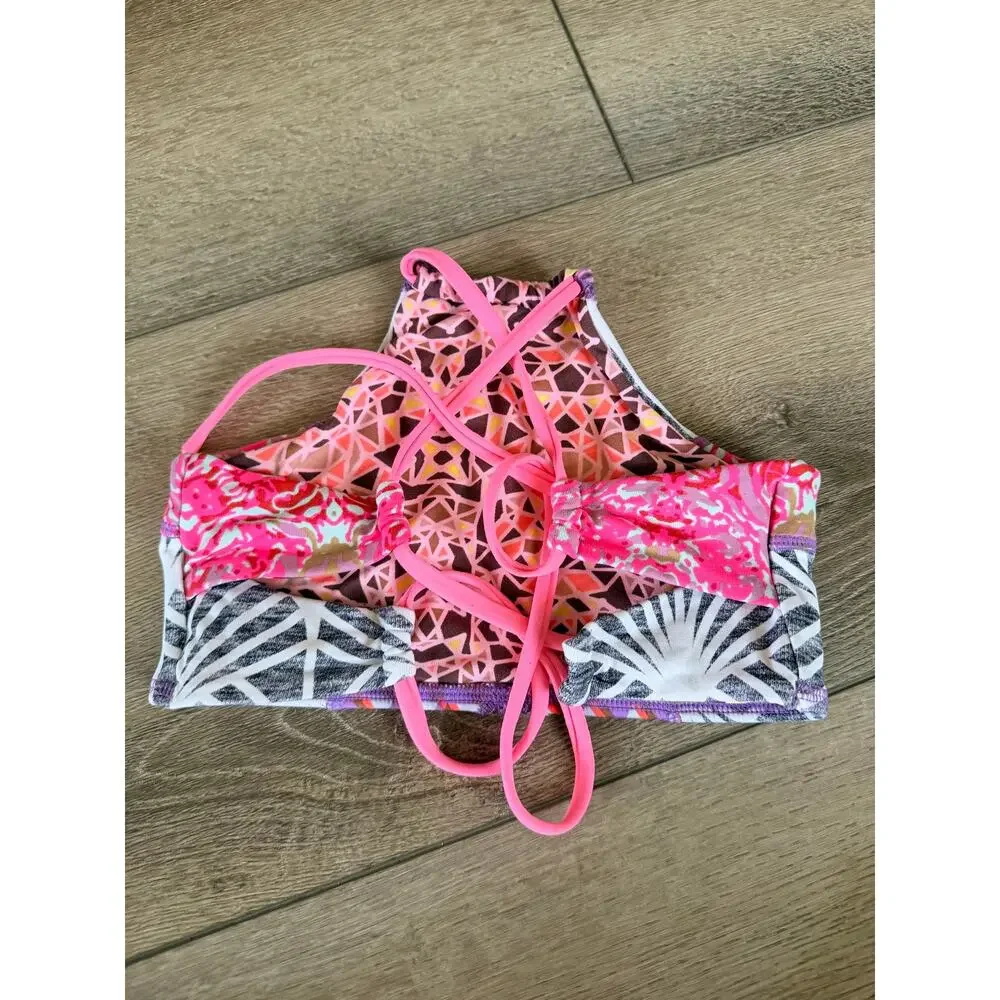 Maaji Reversible Lace-Up Back Bikini Top - Fits Girls Medium